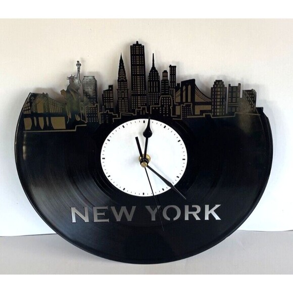 New York City Skyline Silhouette Vinyl Record Wall Clock Laser Cut ~ GREAT GIFT - Picture 4 of 7